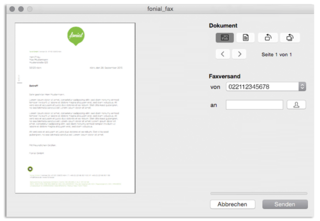 fonial Fax-Druckertreiber Fax versenden