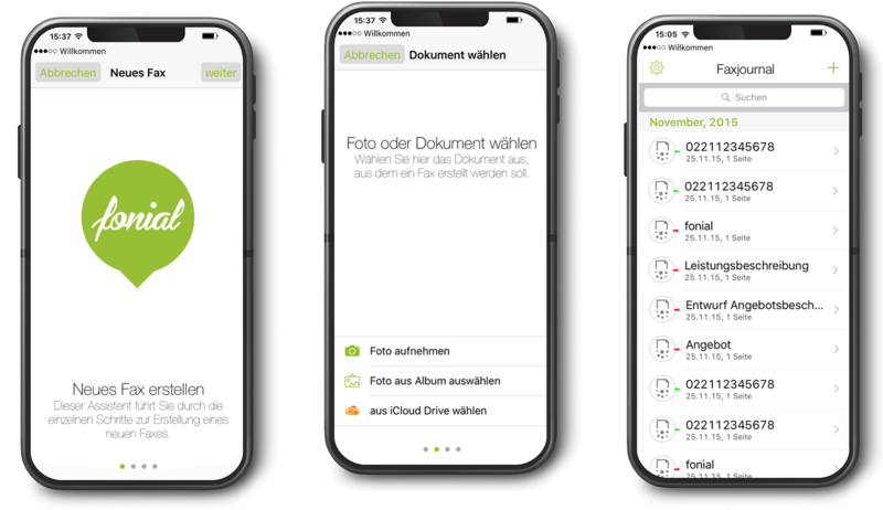 fonial E-Fax-App auf iPhone