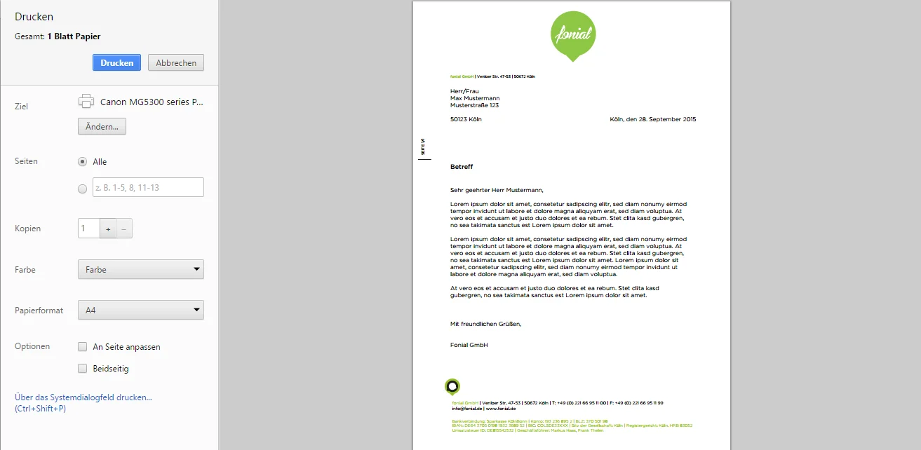 Screenshot Fax aus PDF erstellen