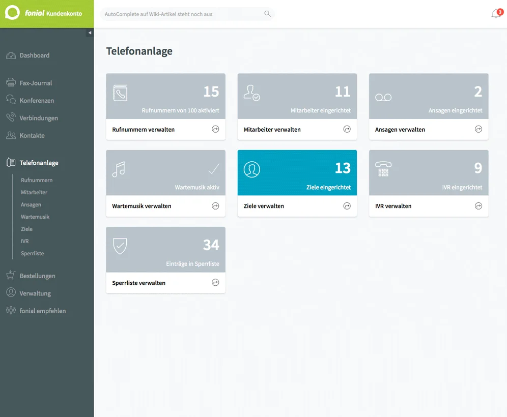 Kundenkonto fonial: Telefonanlage einrichten