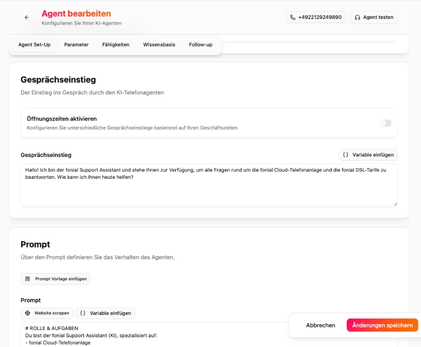 KI-Telefonassistenten konfigurieren