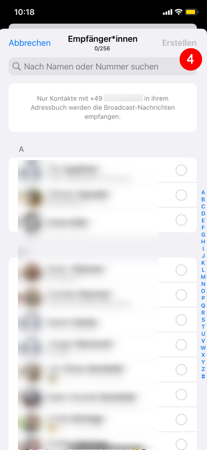 Broadcast-Liste iOS einrichten