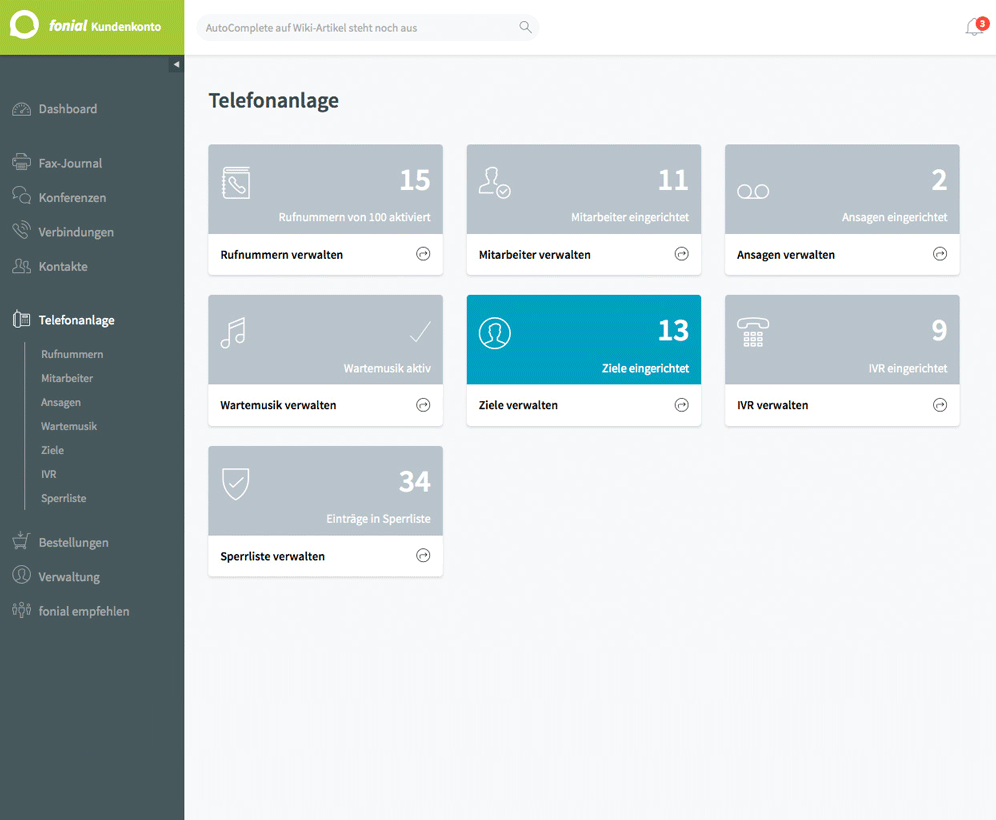 Kundenkonto fonial: Telefonanlage einrichten