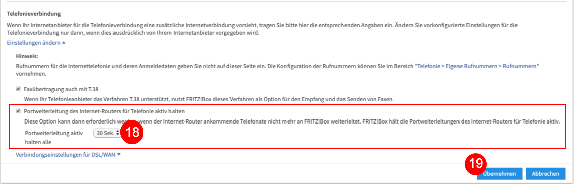Portweiterleitung Des Internet-routers Für Telefonie Aktiv Halten
