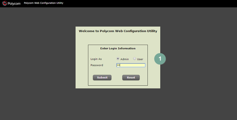 Einrichtung Polycom IP500 Login Administrator-Oberfläche