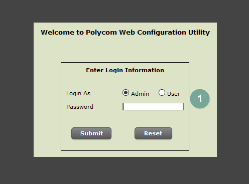 Anmeldung auf der Nutzeroberfläche des Polycom VVX450