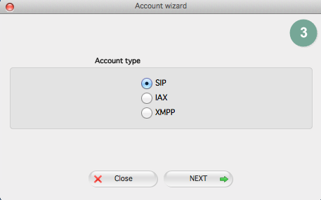 Zoiper für Mac: Accounttyp wählen