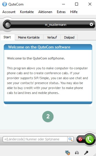 Mit QuteCom telefonieren