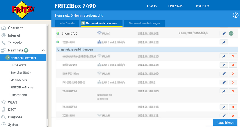 Netzwerkverbindungen FritzBox