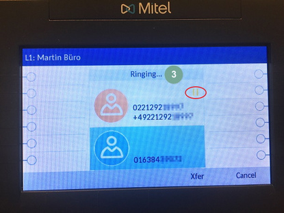 Anruf vermitteln Mitel