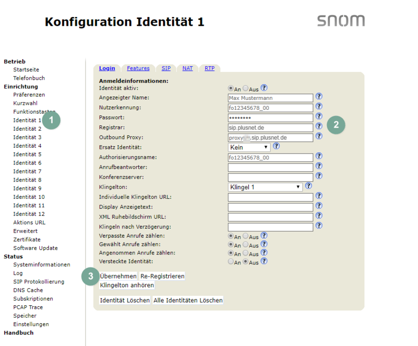 Login snom D765