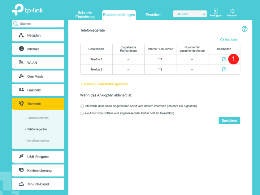 TP-Link: Telefoniegerät verbinden