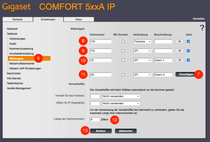 Automatische Vorwahl setzen Gigaset COMFORT 500