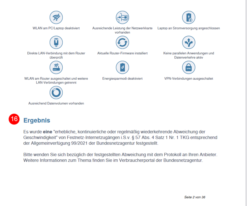 Ergebnis der Messung