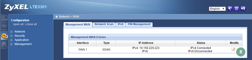 Zyxel WAN Verbindung modifizieren