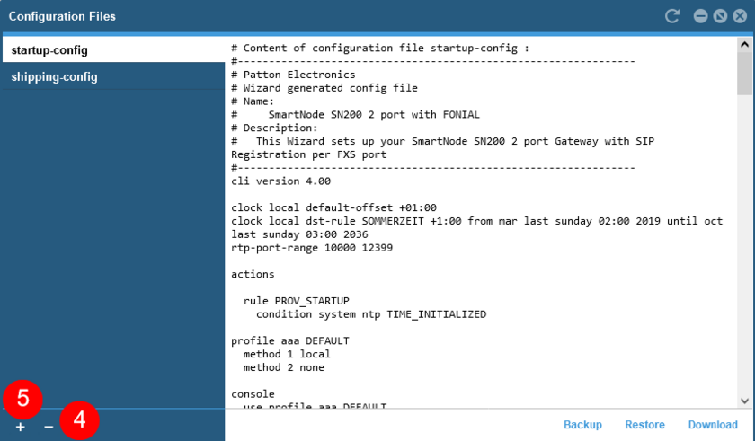 Administrator-Oberfläche Patton Configuration Files