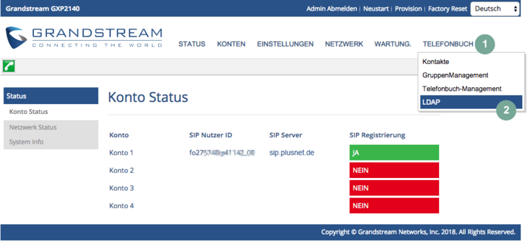 Grandstream LDAP aufrufen