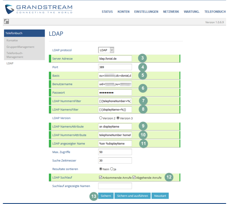 Grandstream: LDAP Einrichtung