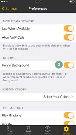 Bria iOS Hintergrundmodus an