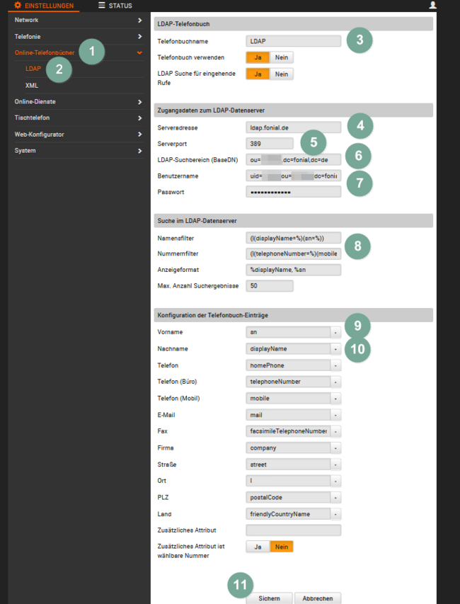 Gigaset: LDAP Einrichtung