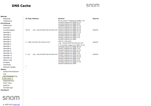 DNS Cache snom