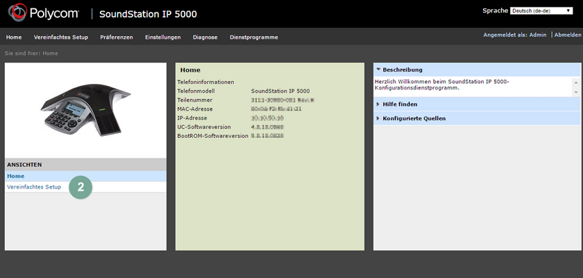 Vereinfachtes Setup Polycom