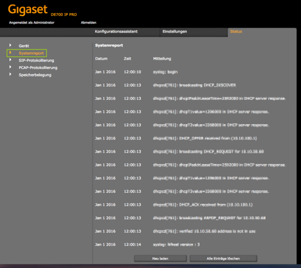 Gigaset Systemreport