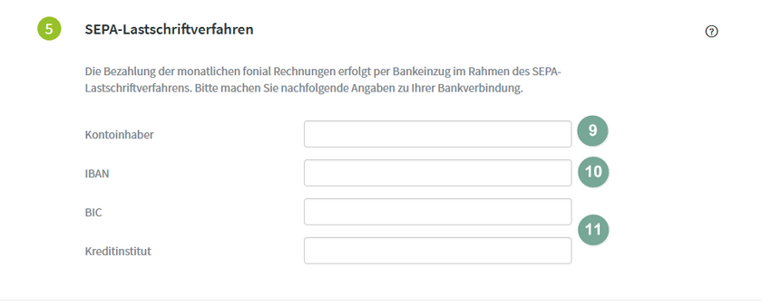 Angaben zur Bankverbindung