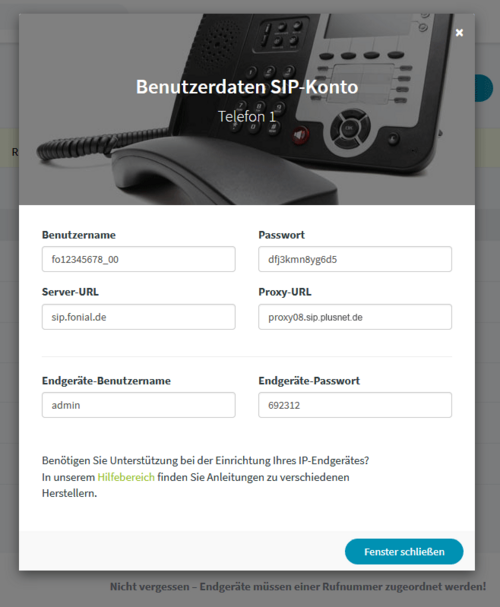 Yealink VP59: Benutzerdaten SIP-Konto