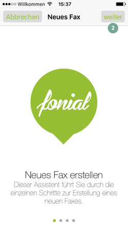 Neues Fax erstellen fonial E-Fax-App