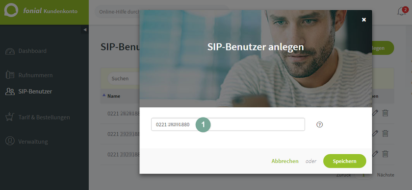 SIP Benutzer anlegen