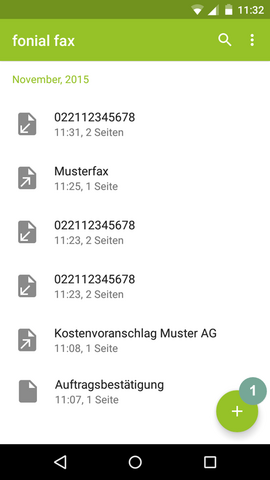 E-Fax-App von fonial Fax-Journal