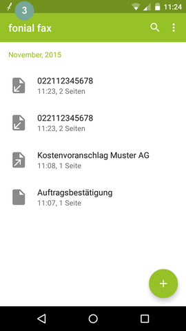 Benachrichtigungsicon über neues Fax fonial E-Fax-App