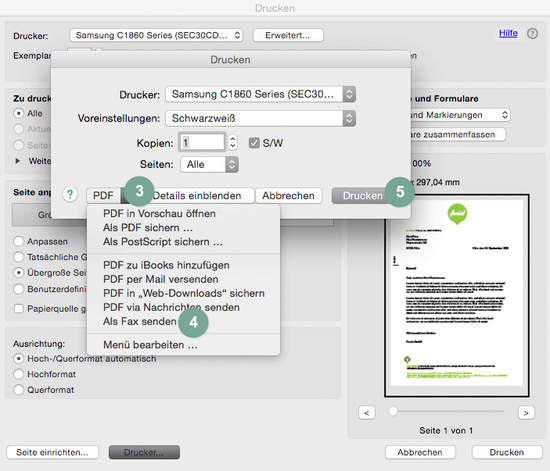 Fax aus PDF-Reader senden Schritt 3