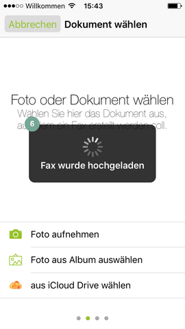 Faxdokument hochladen fonial E-Fax-App