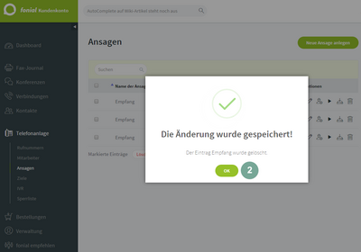 fonial Kundenkonto Ansage löschen Schritt 2