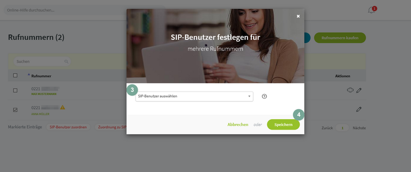 SIP-Nutzernamen auswählen