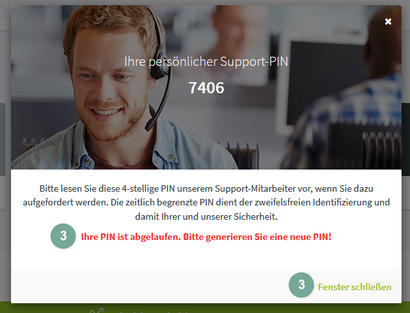 Neuen Support-PIN generieren