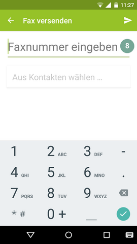 Rufnummer eingeben fonial E-Fax-App