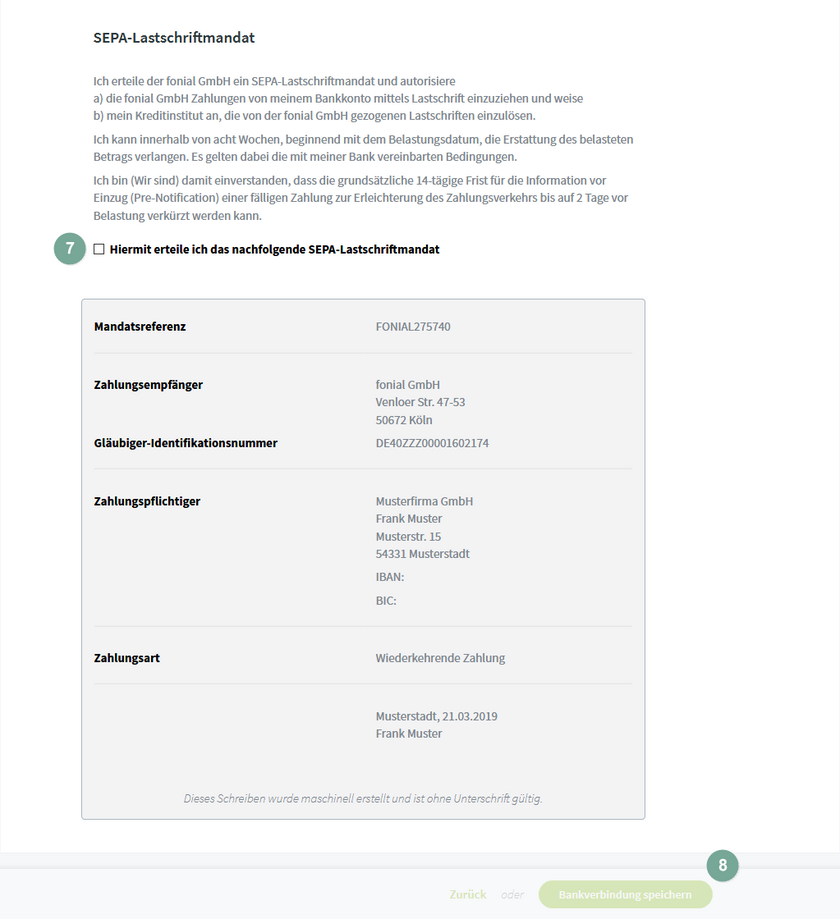 SEPA-Lastschriftmandat erteilen