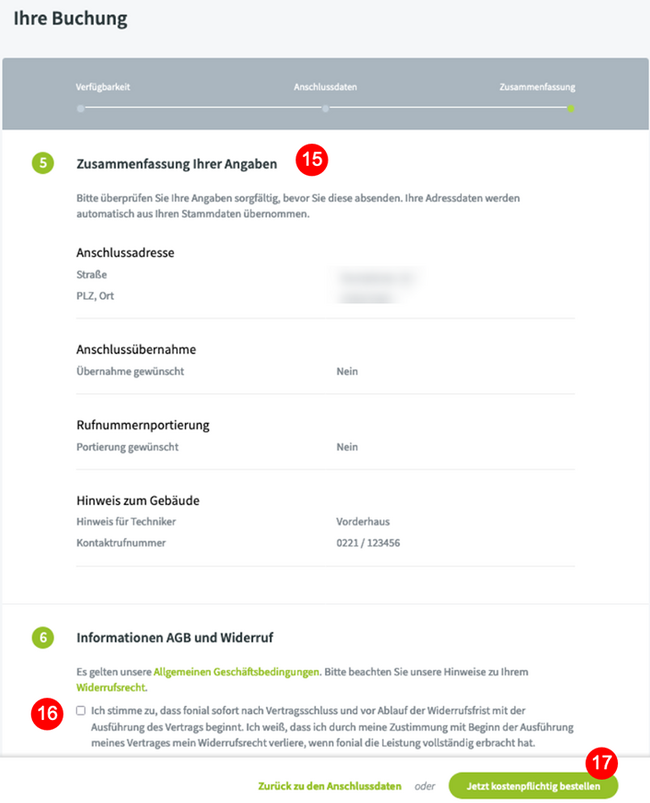 Bestellangaben prüfen