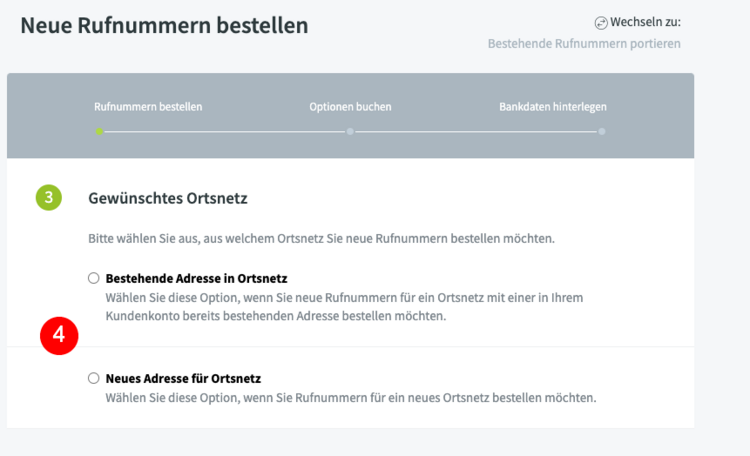 Bestellprozess Rufnummern Ortsnetz Privatkunden