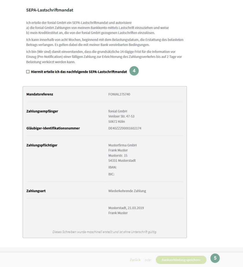 SEPA-LAstschriftmandat erteilen