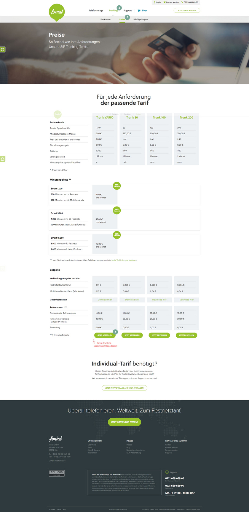 fonial Trunking Tarifauswahl