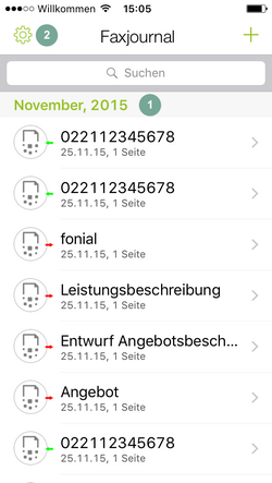 Faxjournal fonial E-Fax-App