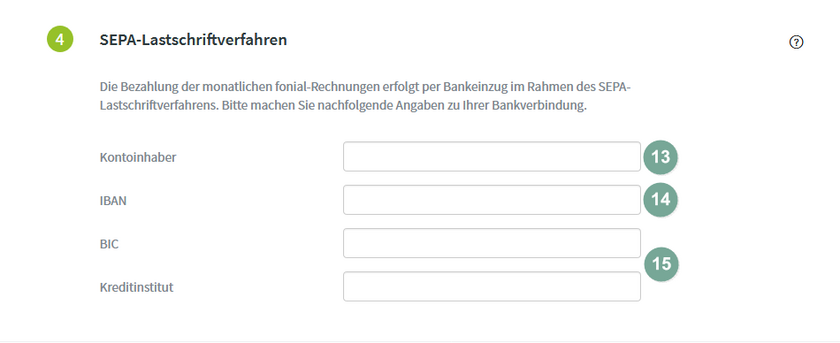 Angaben zur Bankverbindung