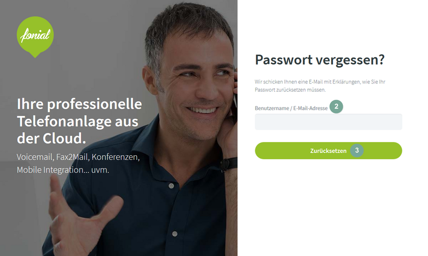Passwort fonial Kundenkonto zurücksetzen