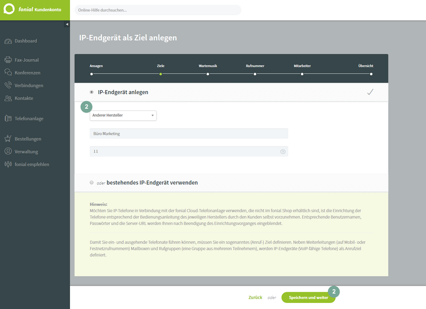 IP-Endgerät manuell konfigurieren