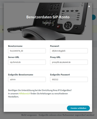 SIP-Benutzerdaten aufrufen