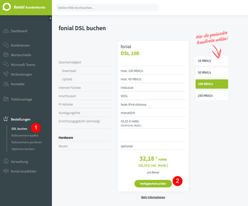 fonial DSL Tarif buchen